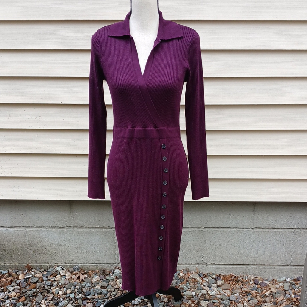 Calvin Klein Purple Long Sleeve Sheath Dress